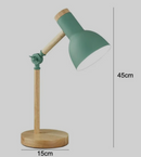Luminária de Mesa Articulada com Base em Madeira