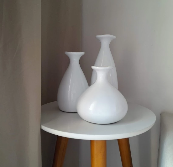 Trio Vaso Garrafa De Cerâmica Decorativa Para decoração Sala Suculenta