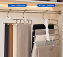 Kit de Cabides Organizadores de Calças 5 em 1 Retrátil em Aço Inox – Economize Espaço no Seu Guarda-Roupa