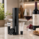 Abridor de Vinho Elétrico Recarregável USB Automático + Kit Completo com Cortador, Derramador e Rolha a Vácuo | Orville Decor