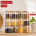 Kit  6 Potes Herméticos com Bambu