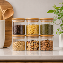 Kit  6 Potes Herméticos com Bambu