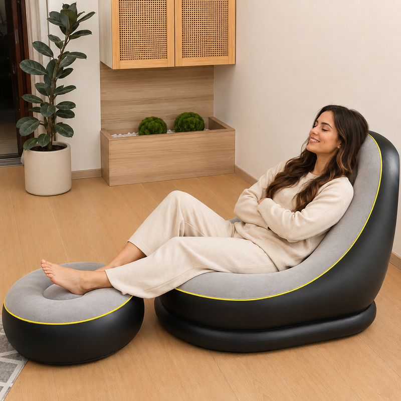 Sofá Inflável Lounge com Puff – Conforto, Estilo e Praticidade em Qualquer Lugar