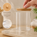 Potes de Acrílico com Tampa de Bambu para Organização de Banheiro | Orville Decor