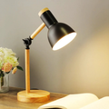 Luminária de Mesa Articulada com Base em Madeira