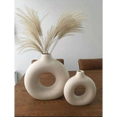 Kit 2 Vasos Decorativos Donut Nórdicos Minimalistas para Decoração Moderna - Cor Crua