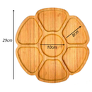 Petisqueira Redonda Flower com 7 Divisórias para Amendoim, Frios, Doces - 29cm - tipo Bambu MDF