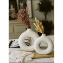dupla vasos donut decoração estilo minimalista,rosquinha de gesso na cor crua
