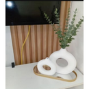 dupla vasos donut decoração estilo minimalista,rosquinha de gesso na cor crua