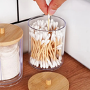 Potes de Acrílico com Tampa de Bambu – Ideal para Cotonetes e Algodão