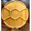 Petisqueira Redonda Flower com 7 Divisórias para Amendoim, Frios, Doces - 29cm - tipo Bambu MDF