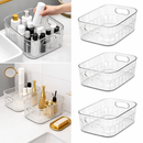 Kit Caixa de Armazenamento Decorativa Transparente Com Alça Organizador Banheiro Cozinha Multiuso